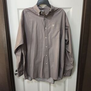 Ariat Stretch Micro Diamond Pattern Long Sleeve Button Down Shirt Sz L